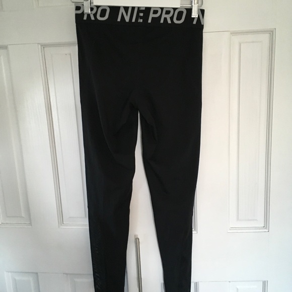 Nike Pro Women's Mesh-Paneled Leggings Size L Black - Picture 7 of 10